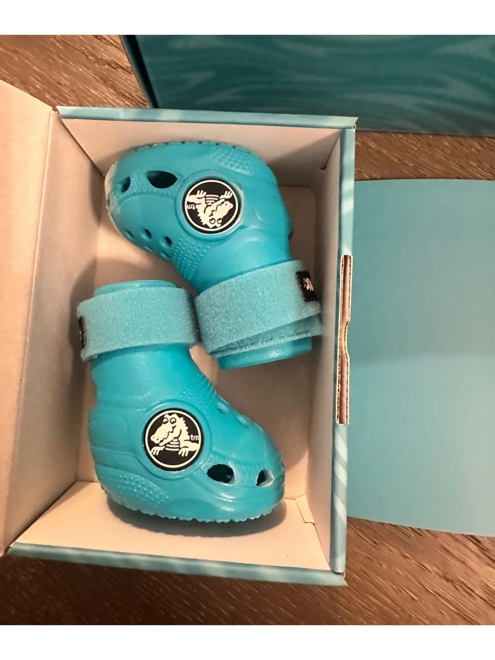 NEW IN BOX! CROCS Dog Boots in Bright Blue